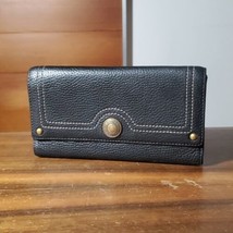 Coach Chelsea Long Tri-Fold Wallet Black Pebbled Leather Snap Closure - $73.50