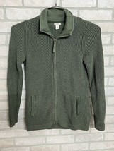 LL BEAN Women’s Sweater Size XS Green Cable Knit Full Zip Sweater Cardigan - £19.56 GBP