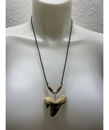 Handmade Large Shark Tooth Rope Necklace Estate Fashion Jewelry Find KG JD - $14.85