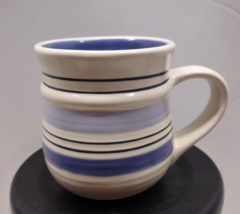 Pfaltzgraff Rio Blue Stripped Ceramic Coffee Mugs Lot of 4 - £23.70 GBP
