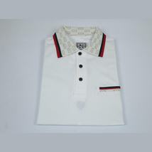 Men Sports Shirt DE-NIKO Short Sleeves Cotton Fashion Polo Shirt DBK113 White image 5