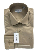 Modena Men&#39;s Sand Beige Dress Shirt Regular Cuff One Pocket Tall Sizes 1... - £27.88 GBP