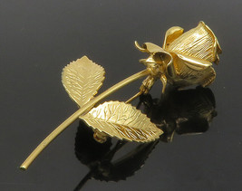 BEAU 925 Sterling Silver - Vintage Gold Plated Rose Flower Brooch Pin - BP5184 - £45.54 GBP