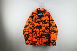 Vtg 90s Streetwear Mens XL Quilted Camouflage Hunting Jacket Blaze Orang... - $138.72 CAD