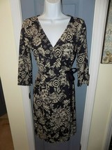 Ann Taylor LOFT Petites Brown Wrap Design Dress Size 2P Women&#39;s EUC - £22.17 GBP