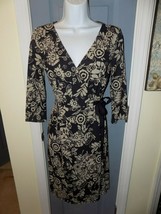 Ann Taylor LOFT Petites Brown Wrap Design Dress Size 2P Women&#39;s EUC - £22.14 GBP