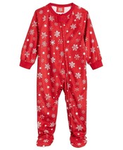 Family Pajamas Unisex Baby Merry Snowflake Footie One-Piece Red Size 6-9... - $29.69