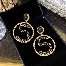 Famous Design Golden  Earring For Women Number 5 Earrings Cap Trendy Jewelry - £10.50 GBP