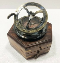 Antique Nautical Round Sundial Engrave Gilbert &amp; Sons London 3&quot; Compass - £47.50 GBP