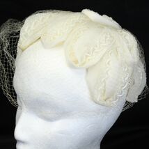 Vintage Jane Morgan Hat New York Off White Mesh Netting - $31.35