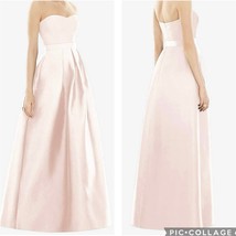 Alfred Sung NWT D755S Strapless Pockets Bridesmaid Prom Gown Dress Pink Size 16 - £91.53 GBP