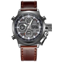 Rtz dual movement lcd digital analog military sport watches male clock handmade leather thumb200