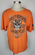 Harley Davidson Mens Black Hills Rapid City South Dakota Orange Skull Ts... - $29.70