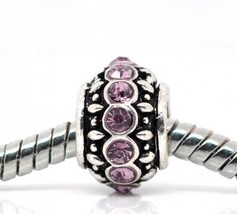 Pink Crystal Charm Spacer Lot 5 pcs Large hole bead Fits European Bracelet c202 - £3.56 GBP