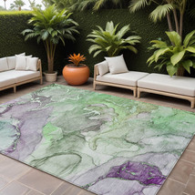 10' X 14' Green Abstract Washable Non Skid Indoor Outdoor Area Rug - $587.49