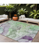 10&#39; X 14&#39; Green Abstract Washable Non Skid Indoor Outdoor Area Rug - $824.47 CAD
