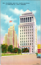 Bell Telephone and Civil Courts Buildings in Downtown St Louis Missouri Postcard - £4.12 GBP