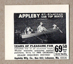 1966 Vintage Ad Appleby Aluminum Car Top Boats Lebanon,MO - $8.33