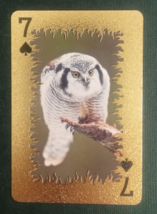 Animal-Themed Golden Foil PVC Mini Playing Card Owl 7 Spades - $1.84