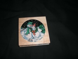 Stampendous Q044 &quot;Snow Couple&quot; QC44 Rubber Stamp Wood Mounted 1997 - £3.13 GBP