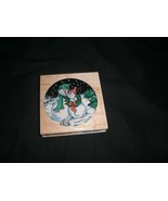 Stampendous Q044 &quot;Snow Couple&quot; QC44 Rubber Stamp Wood Mounted 1997 - £3.13 GBP