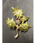 Liz Claiborne Holly Christmas Xmas Mistletoe Brooch Pin - $24.75