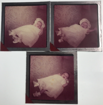 3 Diff 1950s Child in Baptismal Gown Glass Plate Photo Slide Magic Lantern - $21.34