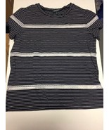 Lauren Ralph Lauren Womens Striped Crew Neck With Lace Trim Stripe Navy/... - $10.00