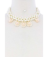 New Chunky Rose Pearl Deco Choker Necklace - £9.64 GBP