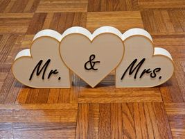 Mr &amp; Mrs Wooden Sign Wedding Sweetheart Table Decor Heart Blocks Anniver... - $19.60