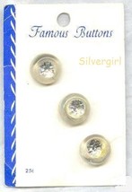 Set of 3 Vintage Clear Plastic Glass Centers Raised Buttons - £3.15 GBP
