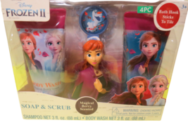  Disney Frozen 2   4 Piece Soap &amp; Scrub Body Wash Shampoo Set Anna New I... - £9.67 GBP
