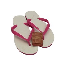 Havaianas Womens Rubber Flip Flops Pink White Size 7/8 - $14.99