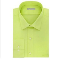 New Van Heusen Men&#39;s Athletic Fit No-Iron Sateen Dress Shirt Green L (16 34/35) - £31.64 GBP