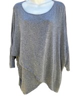 kim &amp; cami womens top blouse gray XL layered USA Soft - £13.13 GBP