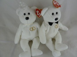 TY Beanie Babies Mr and Mrs The Bride and Groom Bears Wedding Couple wit... - $7.12