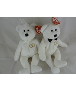 TY Beanie Babies Mr and Mrs The Bride and Groom Bears Wedding Couple wit... - $7.12
