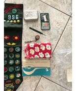 Vintage 60s 70s girl scout sash merit badges pins Scarf Songbook Soap Lo... - $99.99