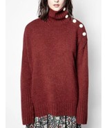Zadig &amp; Voltaire Alma Sweater 100% Cashmere Pullover Logo Buttons $848, ... - $473.89 CAD