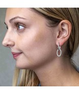 Sterling Silver Oval Huggie Hoops with Oval Link 12x32mm - $103.61 CAD
