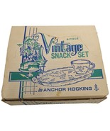 Anchor Hocking Snack Set 8 Piece Grapes Vine 4 Cups and Trays Glass Vintage - $35.71 CAD