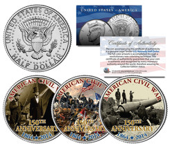 CIVIL WAR * 150th Anniversary * 1864-2014 JFK Kennedy Half Dollar US 3-Coin Set - $18.65