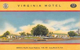 Virginia Motel US 101 Pacific Coast Highway Long Beach California linen postcard - £5.93 GBP