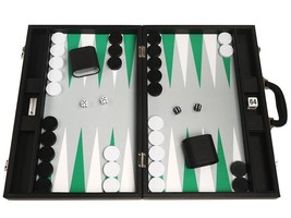 Open Box! 19&quot; Silverman &amp; Co. Leatherette Backgammon Set - Black  - £74.72 GBP