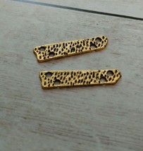 2 Rustic Hammered Bar Pendants Connector Links Antiqued Gold 2 Hole Charms 29mm - $2.55