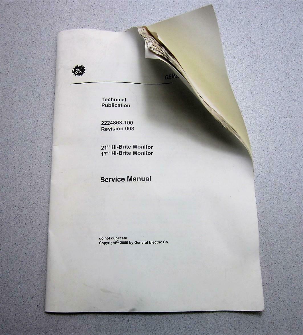 GE 2224863-100 21&quot; &amp; 17&quot; Hi-Brite Monitor Service Manual - $15.50
