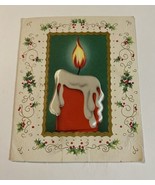 Greeting Card Christmas Embossed Candle #301/I  USA  Signed - £6.48 GBP