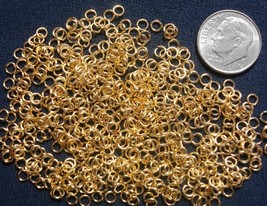 500 3mm Yellow gold plated steel open jump rings 22 gauge round wire FPJ003 - £3.12 GBP