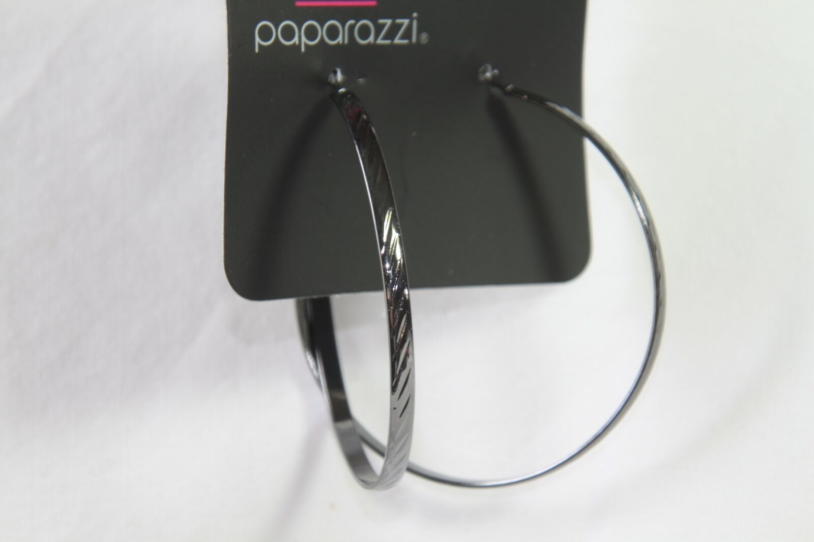 Primary image for Paparazzi Earrings (new) REPORTING FOR DUTY - BLACK - HOOP EARRING