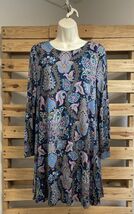 LOFT Blue Paisley Long Sleeve Knee Length Stretch Rayon Dress Size Small... - $11.88
